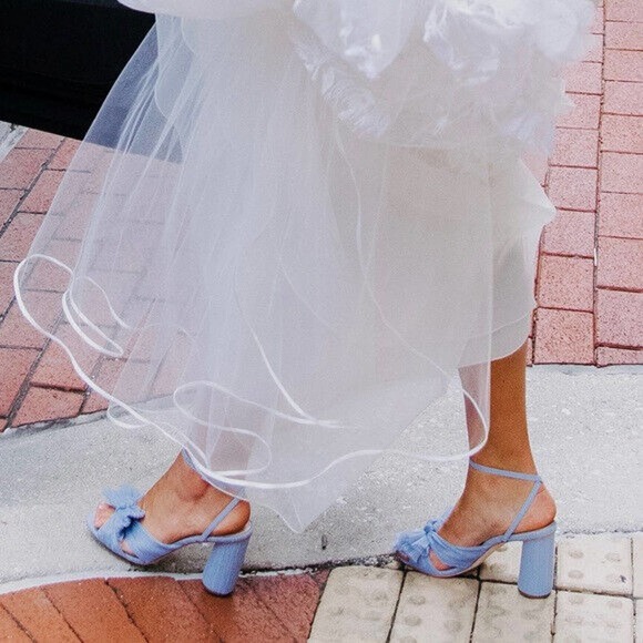 Loeffler Randall Camellia Penny Knot Sandals Womens 8 Blue - Picture 2 of 12